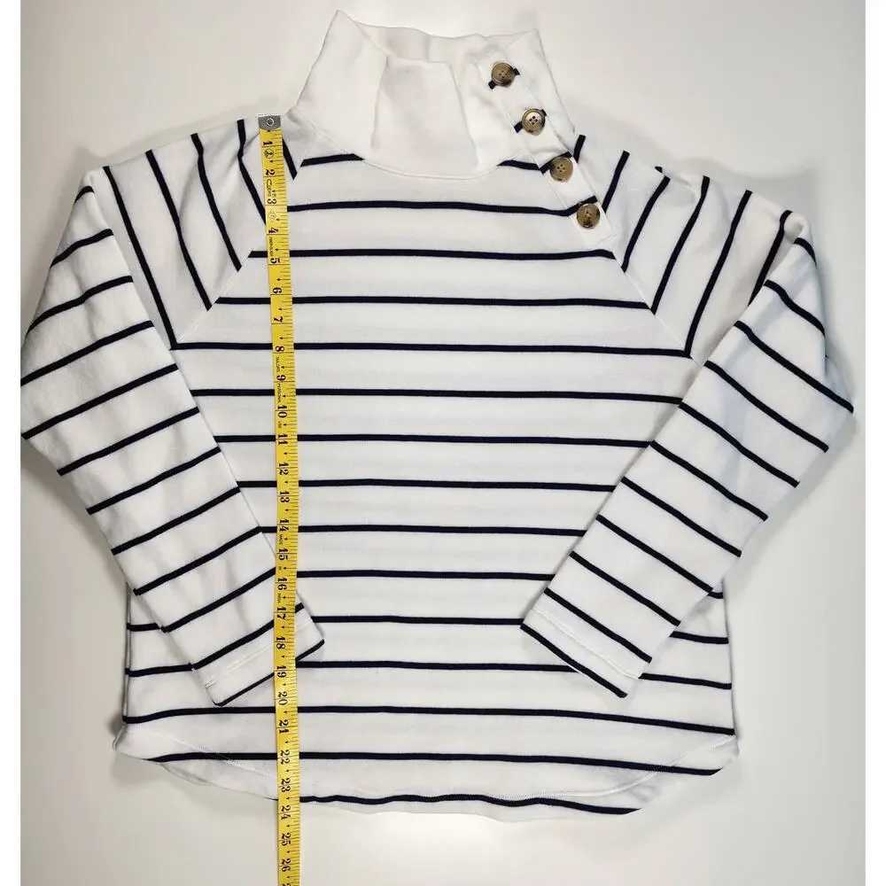 J.Crew Striped Funnel Neck Pullover Nautical Preppy Sweatshirt M‎